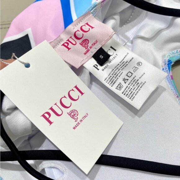 Emilio Pucci Blue and Pink Geometric One Piece Swimsuit - Picture 9 of 9